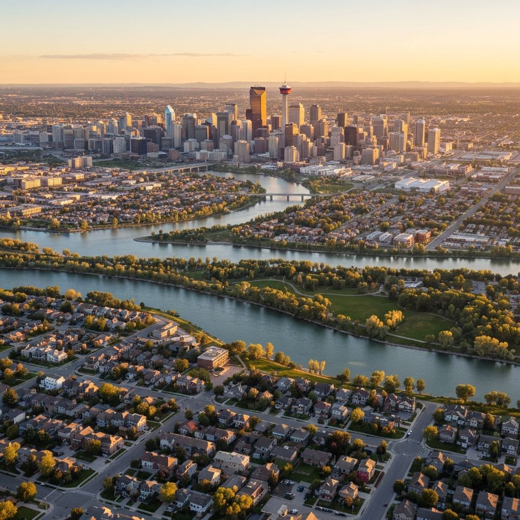 Calgary skyline at golden hour